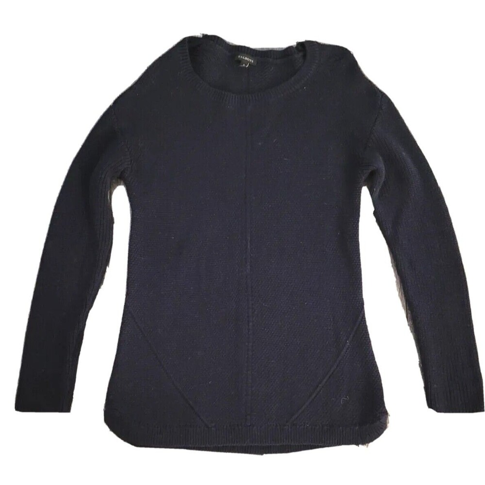Talbots Sweater Womens Small Pima Cotton Crew neck Knit Black Long Sleeve